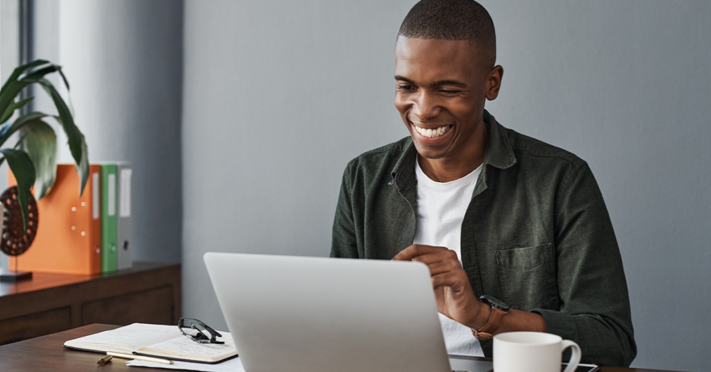 A man using a computer.