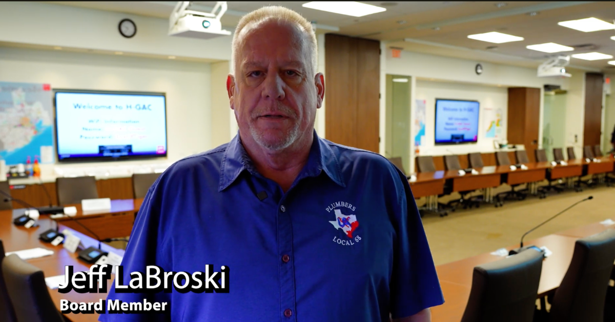 Jeff Labroski Jeff LaBroski, licensed plumber and business agent for Plumbers Local Union 68. Member of the Workforce Gulf Coast Board.