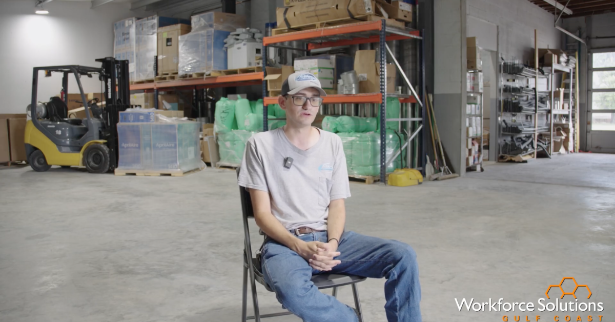 Nick Ward, a Robertson Air Conditioning apprentice, discusses his work-based learning experience through Workforce Solutions Gulf Coast.